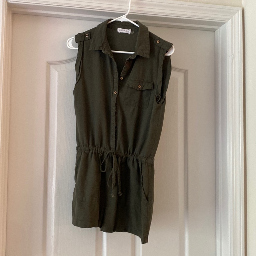 Mustard Seed Linen Khaki Romper Size Medium